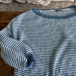 Blue and White Striped Sweater
